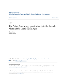 Intertextuality in the French Motet of the Late Middle Ages Eleanor Price Depauw University