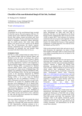 Checklist of the Non-Lichenised Fungi of Fair Isle, Scotland