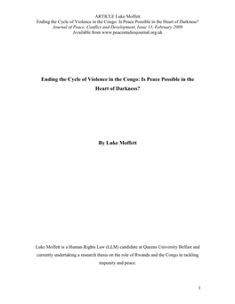 Download Ending the Cycle of Violence in the Congo: Is Peace