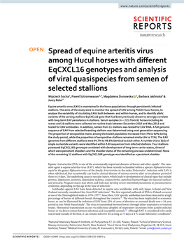 Spread of Equine Arteritis Virus Among Hucul Horses with Different