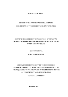 Identification of Policy Gaps As a Tool of Improving Organization Performance: a Case of Employment Policy Among Cotu Affiliates