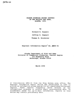 Salmon Spawning Ground Surveys in the Bristol Bay Area, Alaska, 1991