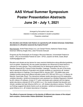 AAS 2021 Poster Abstracts