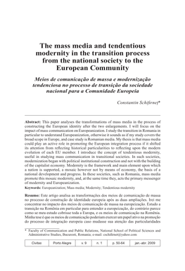 The Mass Media and Tendentious Modernity in the Transition Process