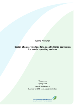 Tuomo Kinnunen Design of a User Interface for a Social Billiards