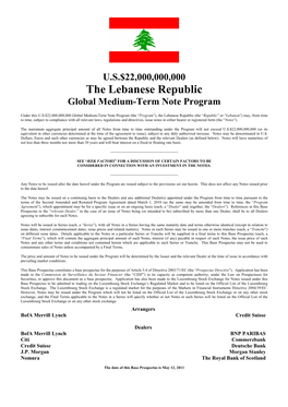 The Lebanese Republic Global Medium-Term Note Program