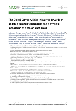 The Global Caryophyllales Initiative: Towards an Updated Taxonomic Backbone and a Dynamic Monograph of a Major Plant Group