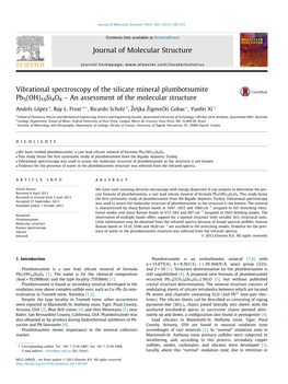 Vibrational Spectroscopy of the Silicate Mineral Plumbotsumite Pb5(OH