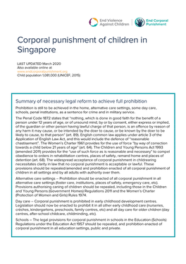 Corporal Punishment of Children in Singapore