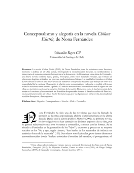 Conceptualismo Y Alegoría En La Novela Chilean Electric, De Nona Fernández