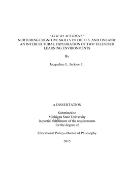 “As If by Accident.” Nurturing Cognitive Skills in the U.S. and Finland: an Intercultural Exploration of Two Televised Learning Environments