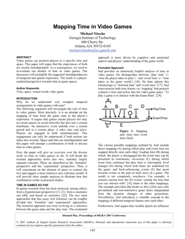 Mapping Time in Video Games Michael Nitsche Georgia Institute of Technology 686 Cherry Str