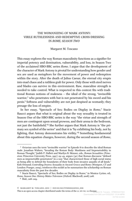 The Womanizing of Mark Antony: Virile Ruthlessness and Redemptive Cross-Dressing in Rome, Season Two