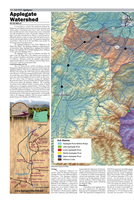 Applegate Watershed by ED REILLY a Watershed Is a Basin-Like Landform Defined by Highpoints and Ridgelines That Descend Into Lower Elevations and Stream Valleys