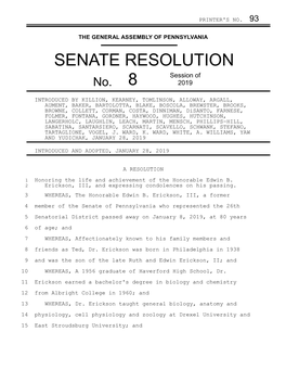 SENATE RESOLUTION Session of No