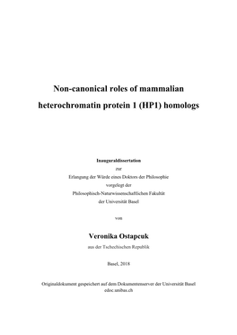 Non-Canonical Roles of Mammalian Heterochromatin Protein 1 (HP1) Homologs