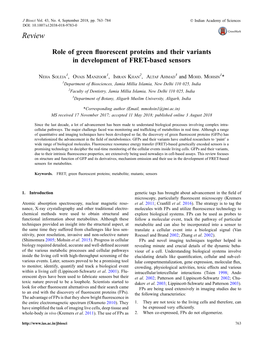 Role of Green Fluorescent Proteins and Their Variants in Development Of