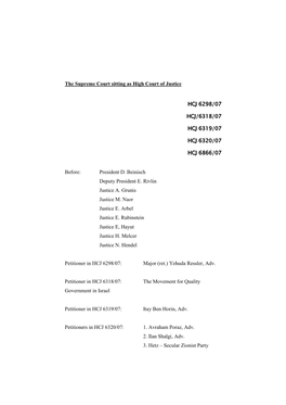 The Supreme Court Sitting As High Court of Justice