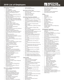 2019 List of Employers