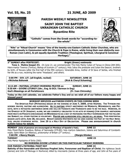 Vol. 55, No. 25 21 JUNE, AD 2009