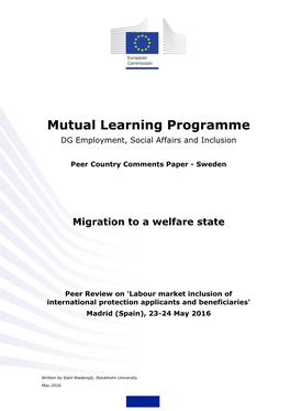 Mutual Learning Programme DG Employment, Social Affairs and Inclusion