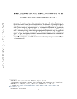 Arxiv:2009.11580V2 [Econ.TH] 2 Mar 2021 Tomala@Hec.Fr -Aladdresses E-Mail § ‡ Elrtoso Neet None