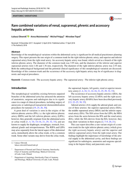 Rare Combined Variations of Renal, Suprarenal, Phrenic and Accessory Hepatic Arteries