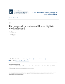 The European Convention and Human Rights in Northern Ireland, 10 Case W