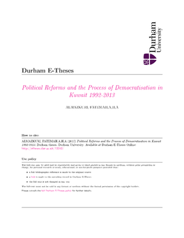 Political Reforms and the Process of Democratisation in Kuwait 1992-2013