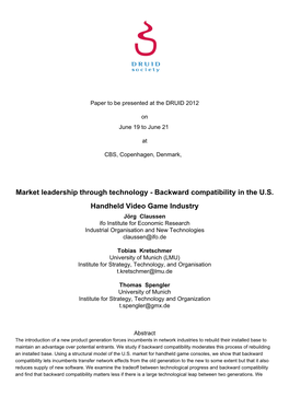 Market Leadership Through Technology - Backward Compatibility in the U.S