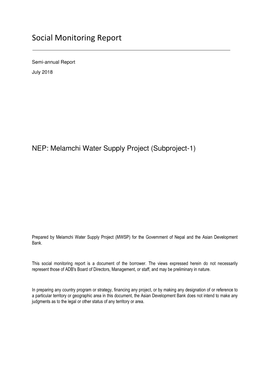 Melamchi Water Supply Project (Subproject-1)