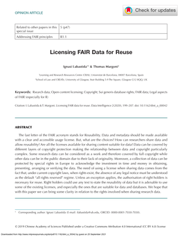 Licensing FAIR Data for Reuse