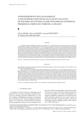 Enregistrements Malacologiques À Haute