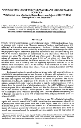 "Conjunctive Use of Surface Water and Ground Water