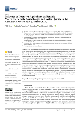 Influence of Intensive Agriculture on Benthic Macroinvertebrate