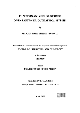 OWEN LANYON in SOUTH AFRICA, 1875-1881 I