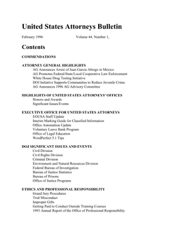 U.S. Attorneys' Bulletin Vol 44 No 01