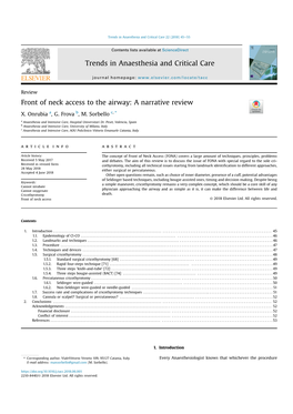 Front of Neck Access to the Airway: a Narrative Review