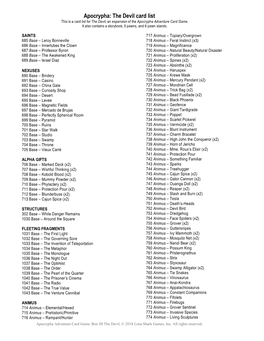 Apocrypha: the Devil Card List This Is a Card List for the Devil, an Expansion of the Apocrypha Adventure Card Game