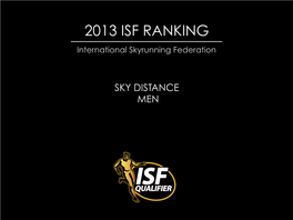 2013 ISF RANKING International Skyrunning Federation