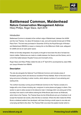 Battlemead Common, Maidenhead Nature Conservation Management Advice Hilary Phillips, Roger Stace, April 2019