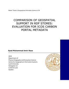 Comparison of Geospatial Support in Rdf Stores: Evaluation for Icos Carbon