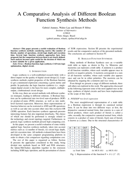 A Comparative Analysis of Different Boolean Function Synthesis Methods