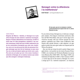 Senegal: Entre La Diferència I La Indiferència*