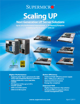 Scaling up Next Generation up Server Solutions up to 25% Performance Improvement • 2X Memory Footprint 4 Additional PCI-E Lanes • SATA 3.0