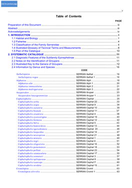 Table of Contents PAGE Preparation of This Document
