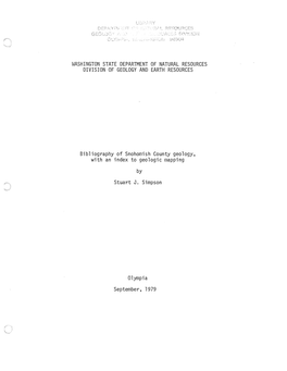 Bibliography of Snohomish County Geology, with an Index to Geologic Mapping by Stuart J