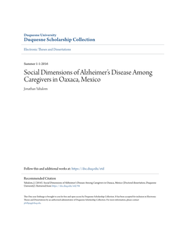 Social Dimensions of Alzheimer's Disease Among Caregivers in Oaxaca, Mexico