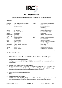 IRC Congress Minutes 2017