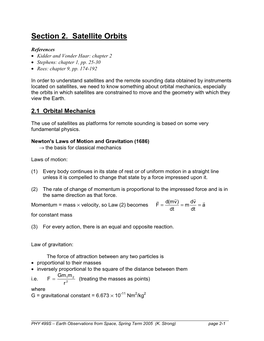 Section 2. Satellite Orbits